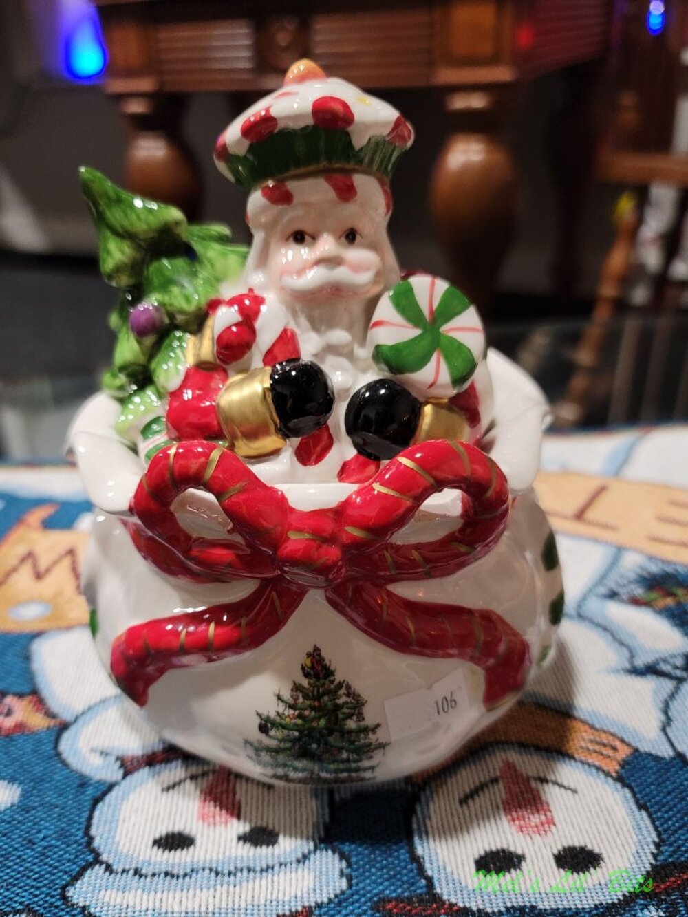 Spode Christmas Tree Candy Jar Peppermint Santa